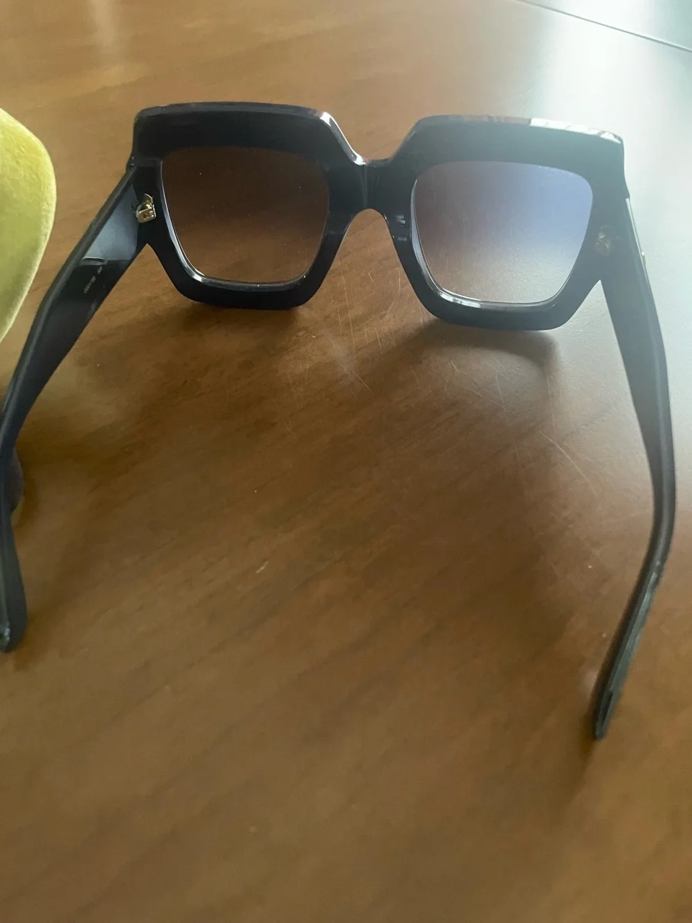 Gucci Blue Rectangular Logo Sunglasses with Gold Accents